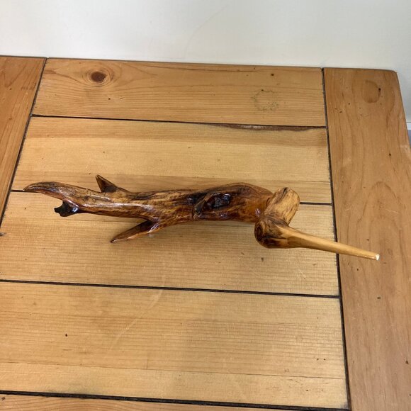 Burled Wood Sculptural Bird Folk Art Waterfowl Hand Carved Wooden Decoration - Picture 7 of 7